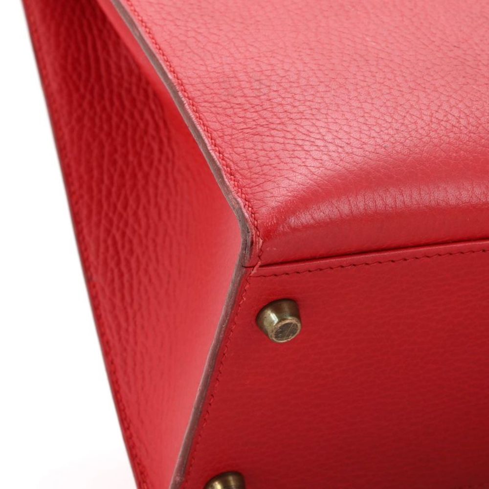 Hermes Kelly Handbag Rouge Vif Ardennes with Gold Hardware 32 Red - Picture 7 of 10